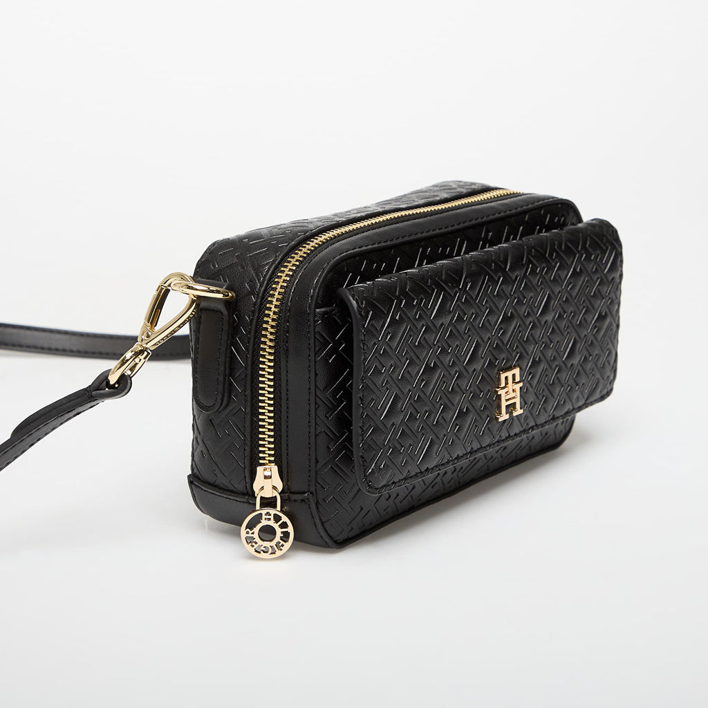 Tommy Hilfiger crna ženska torba sa zlatnim detaljima-[SKU]