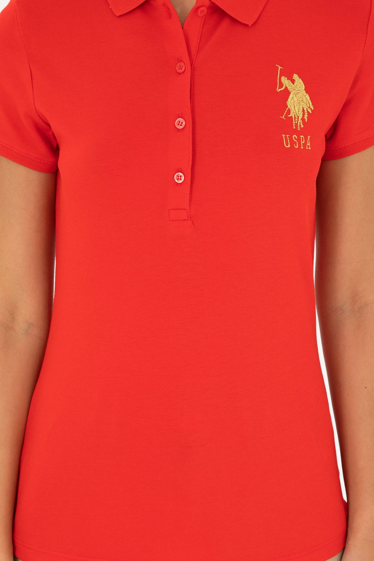 U.S. Polo Assn. crvena ženska polo majica s velikim zlatnim logom