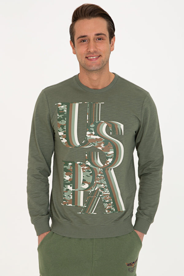 U.S. Polo Assn. khaki muška majica dugih rukava s velikim printom