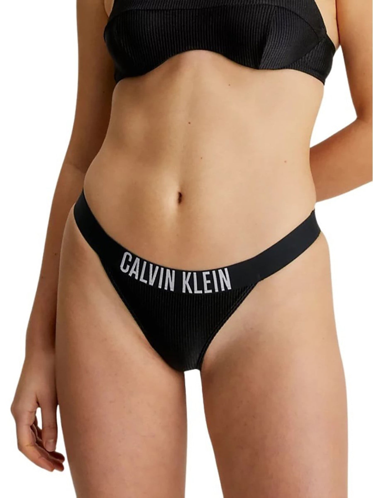 Calvin Klein crne ženske kupaće gaćice s logo trakom
