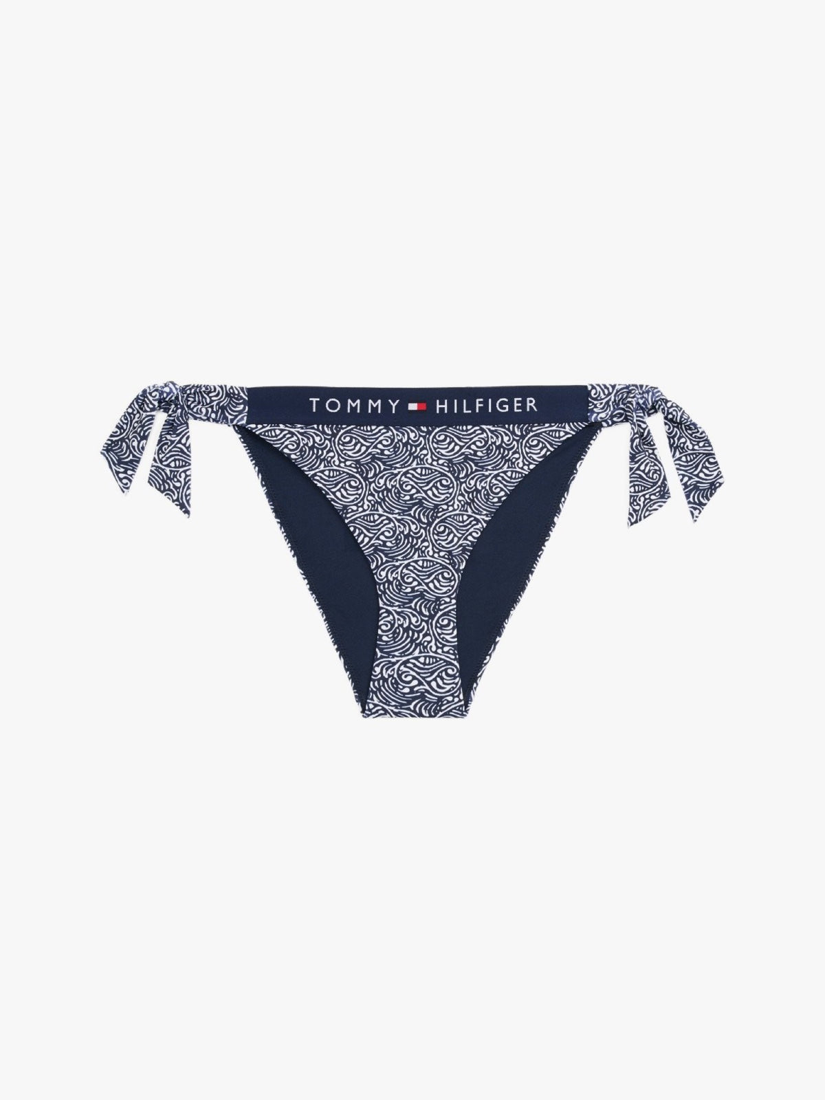 Tommy Hilfiger teget plavi ženski kupaći donji dio s logo trakom i uzorkom