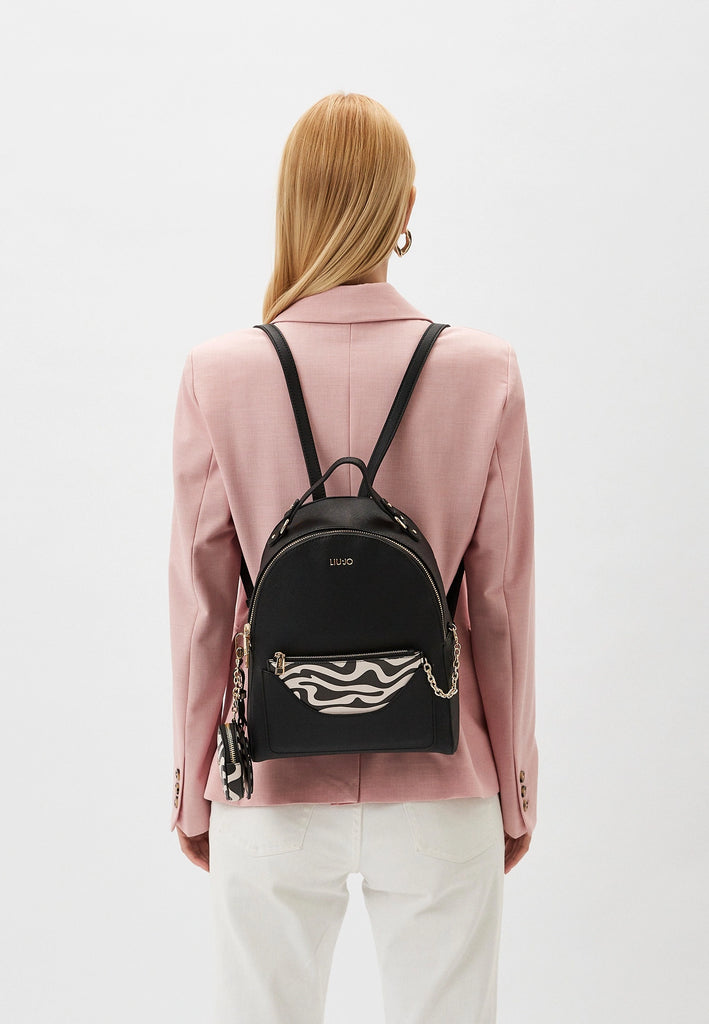 Liu Jo crni ženski ruksak sa zebra uzorkom