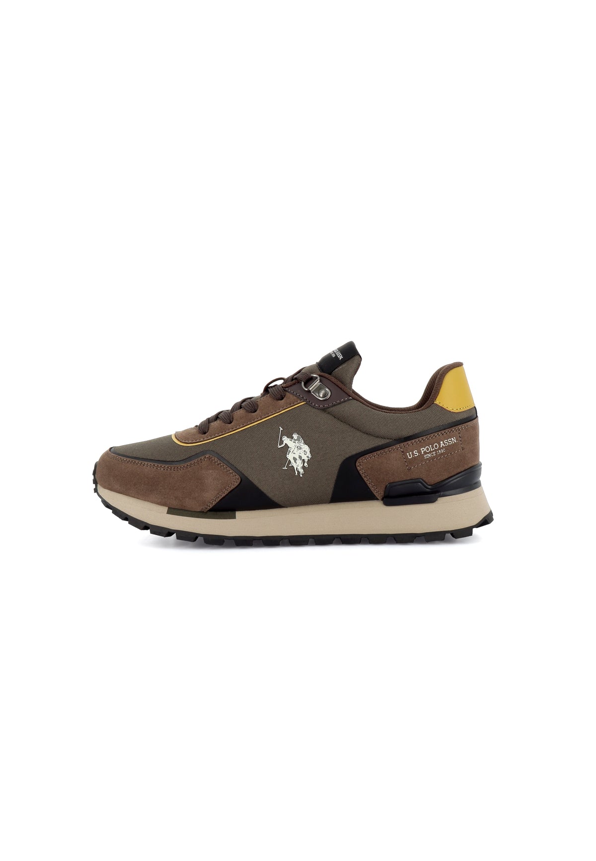 U.S. Polo Assn. smeđe muške patike u retro stilu sa zelenim detaljima