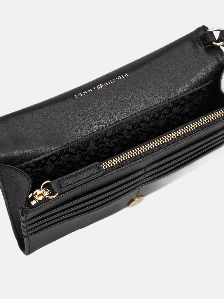 Tommy Hilfiger crna ženska torba s reljefnim uzorkom-[SKU]