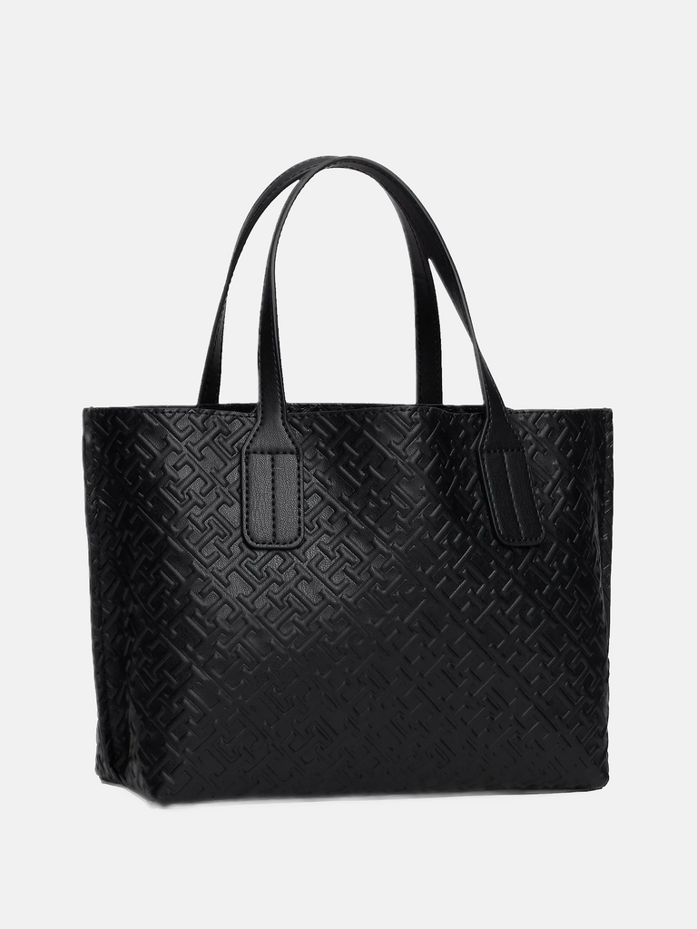 Tommy Hilfiger crna ženska torba sa reljefnim uzorkom-[SKU]