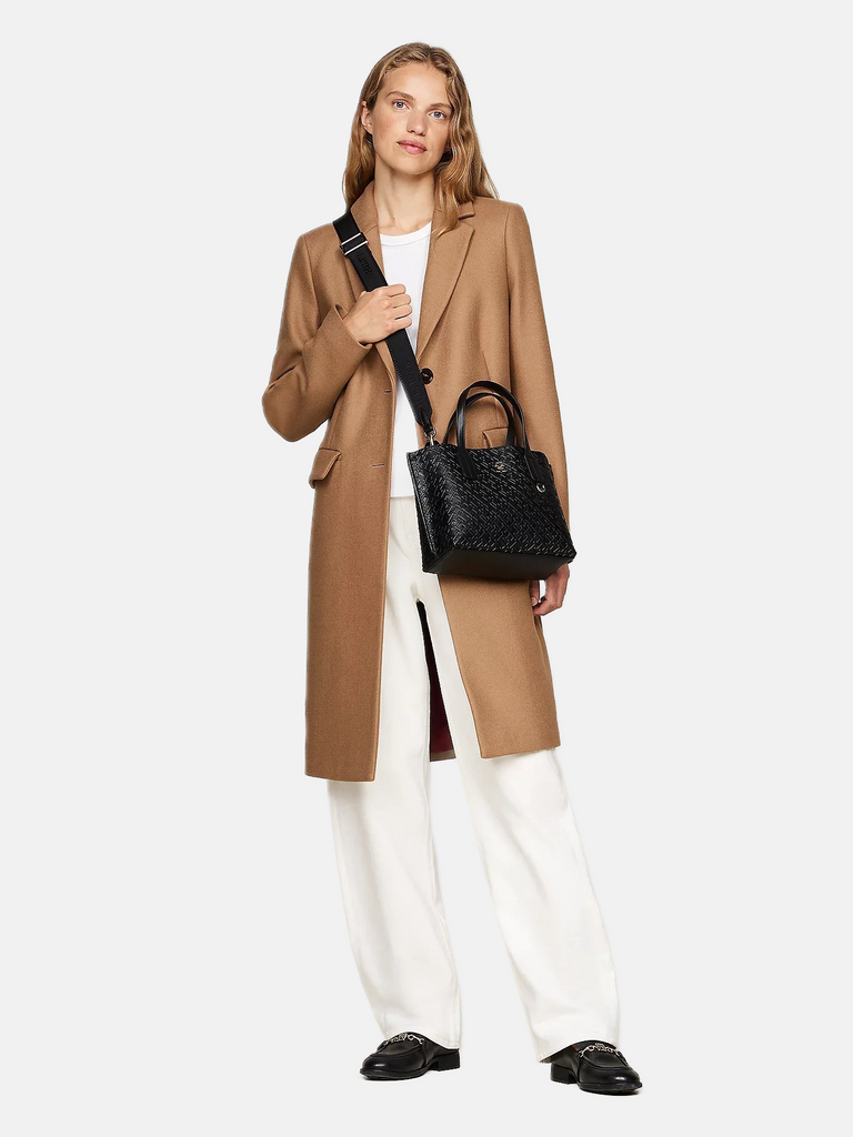 Tommy Hilfiger crna ženska torba sa reljefnim uzorkom-[SKU]