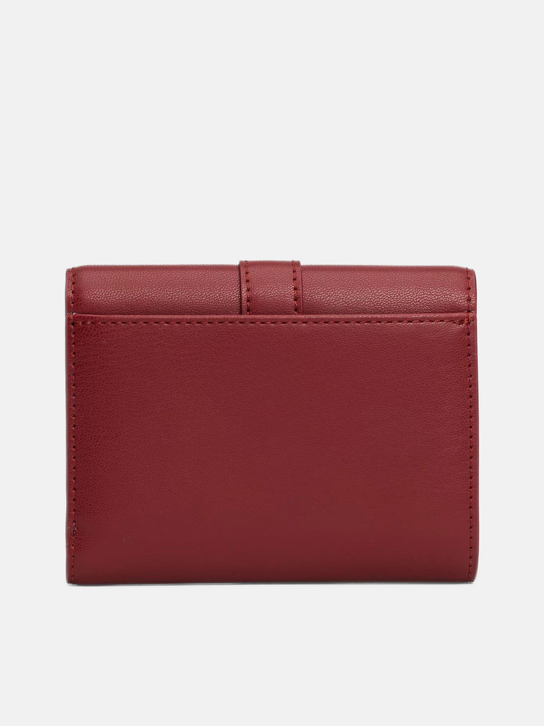 Tommy Hilfiger crveni ženski novčanik s metalnim detaljem-[SKU]