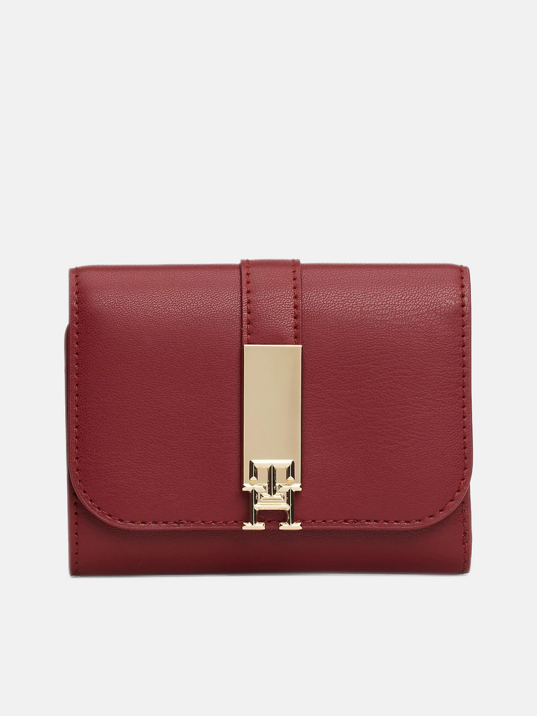 Tommy Hilfiger crveni ženski novčanik s metalnim detaljem-[SKU]