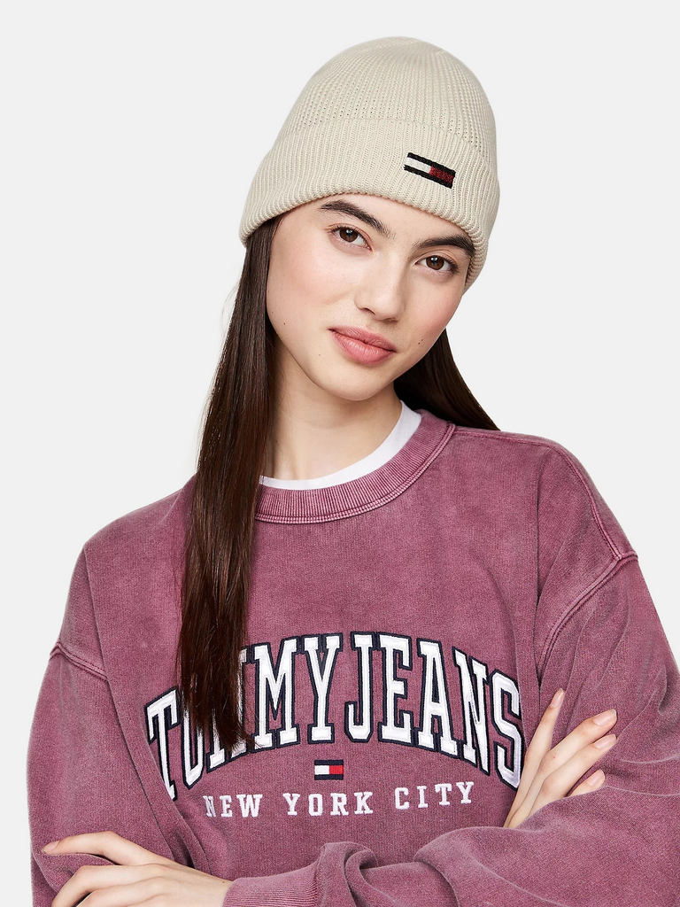 Tommy Hilfiger bijela ženska kapa s pletenim uzorkom-[SKU]