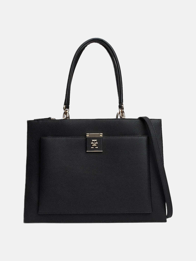 Tommy Hilfiger crna ženska torba s teksturiranom površinom-[SKU]