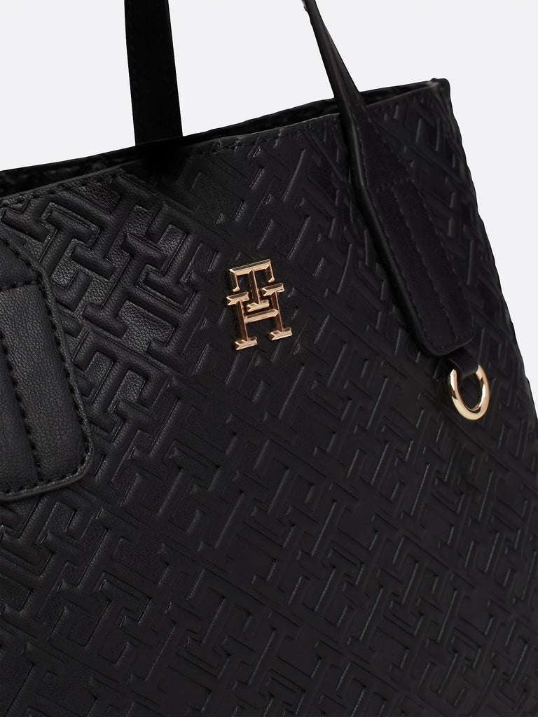 Tommy Hilfiger crna ženska torba sa reljefnim uzorkom-[SKU]
