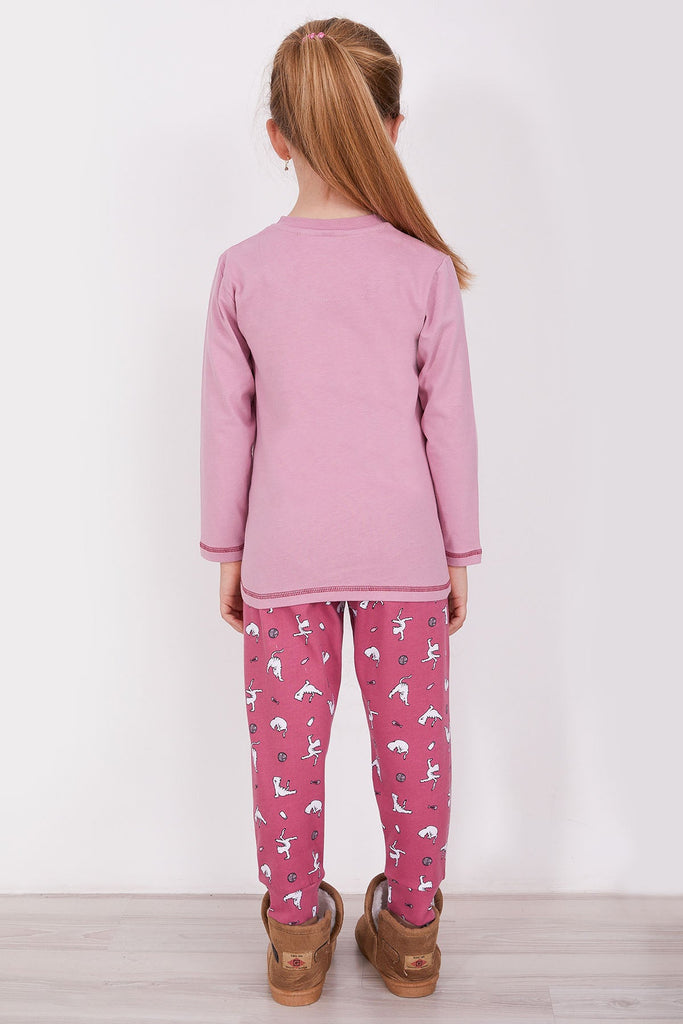 Arnetta ljubičasta pidžama za djevojčice s motivom joge