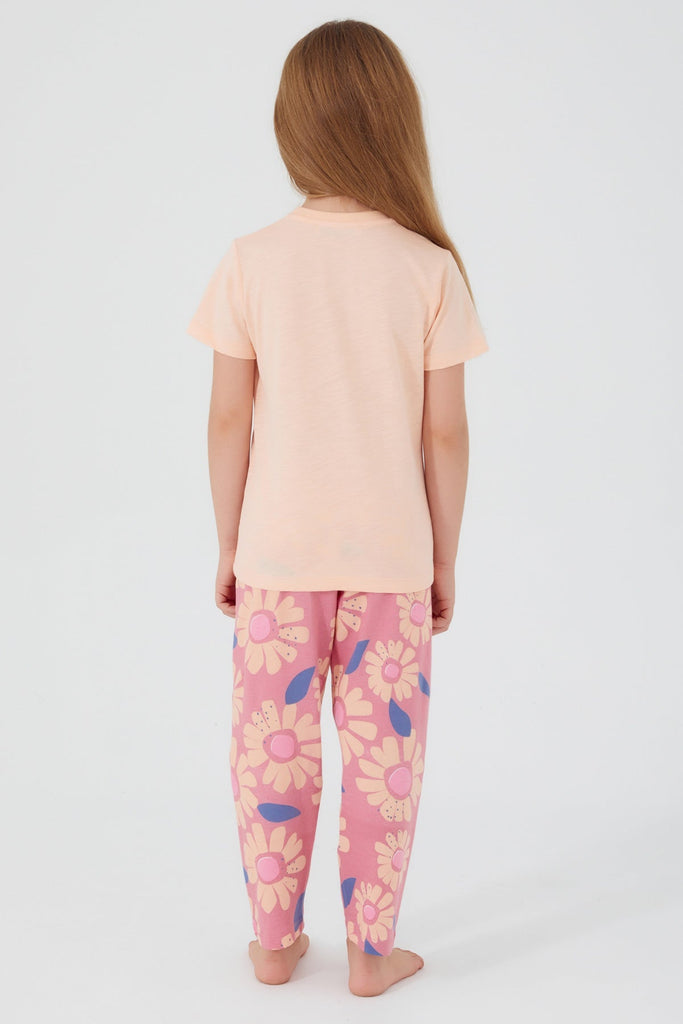 Arnetta roza pidžama za djevojčice s cvjetnim uzorkom