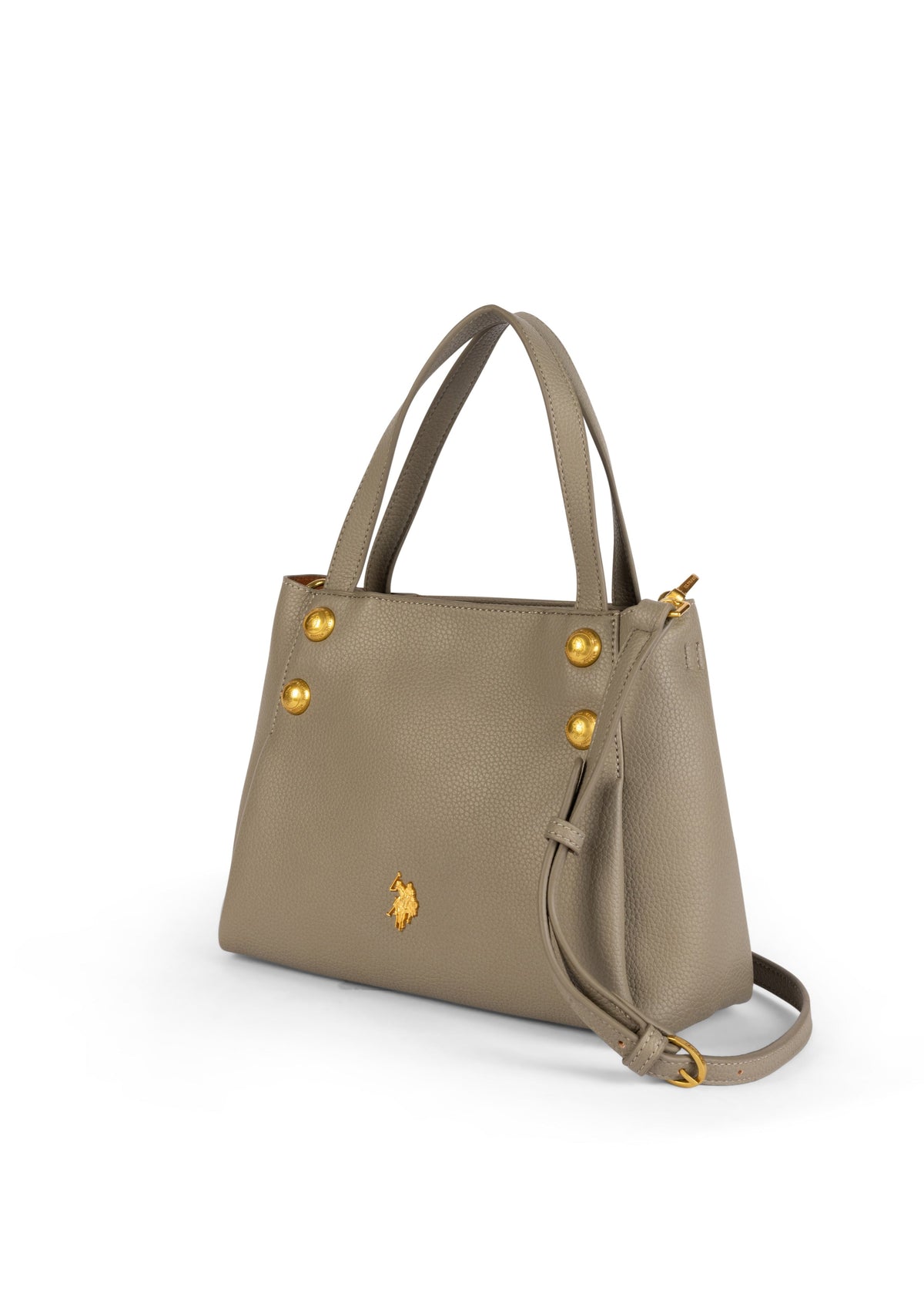 U.S. Polo Assn. khaki ženska torba s ručkama i zlatnim kuglicama
