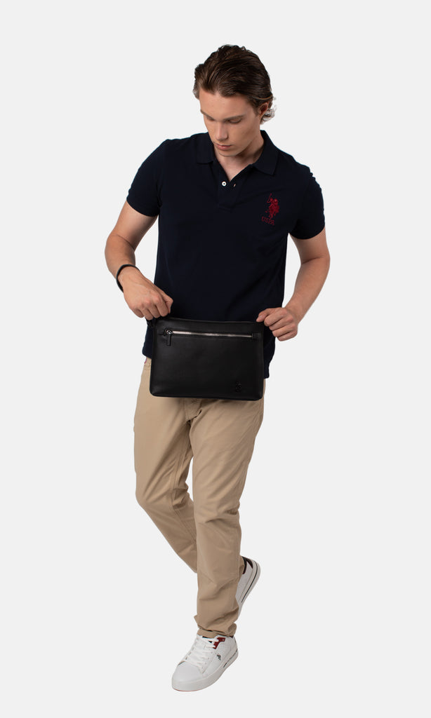 U.S. Polo Assn. crna muška torba sa teksturom-[SKU]