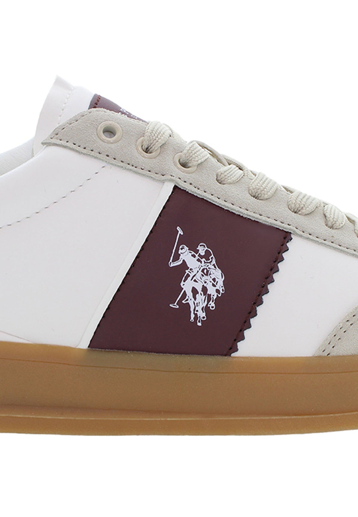 U.S. Polo Assn. bijele muške patike s bordo prugom i đonom boje karamele