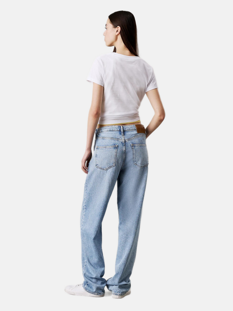 Calvin Klein bijela ženska majica s kontrastnim rubom-[SKU]