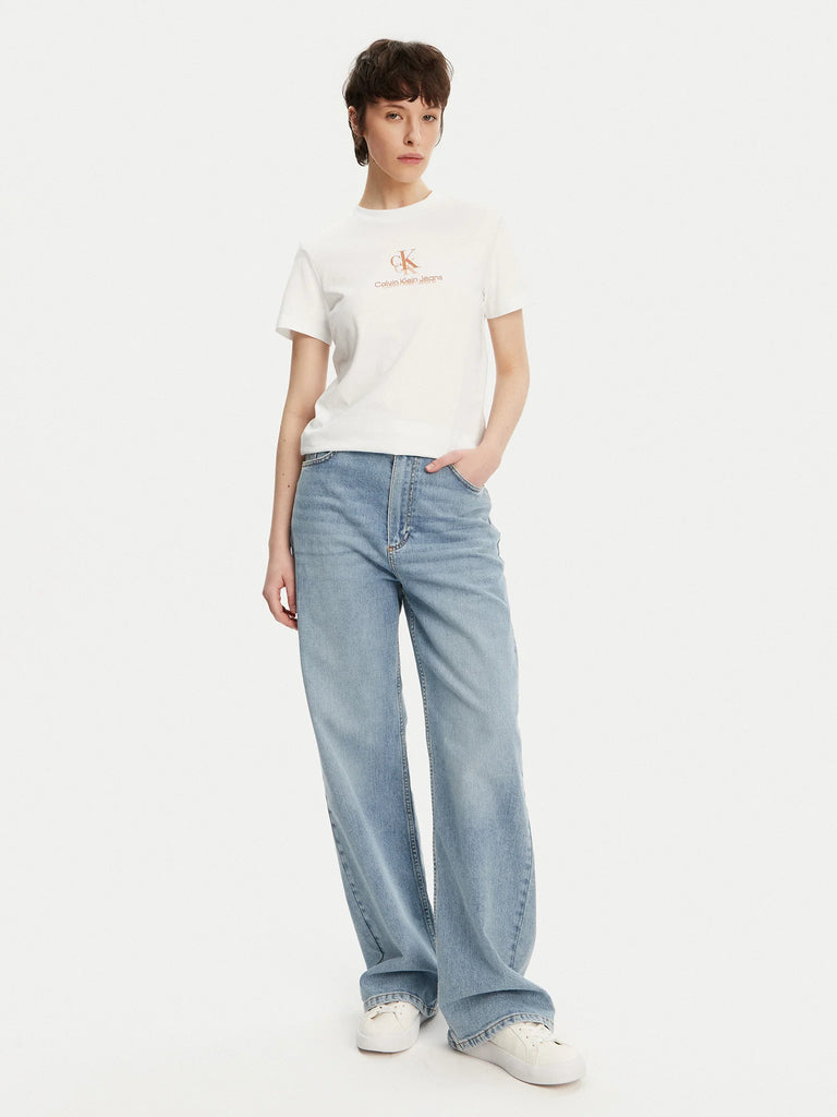 Calvin Klein bijela ženska majica s elegantnim detaljima-[SKU]