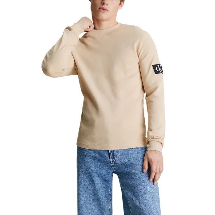 Calvin Klein bež muška majica sa rukavom na presavijanje-[SKU]