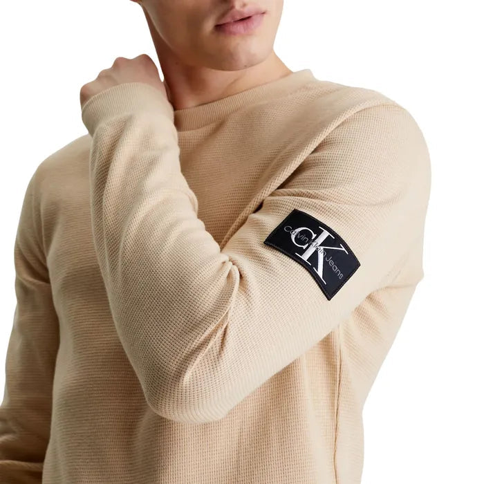 Calvin Klein bež muška majica sa rukavom na presavijanje-[SKU]