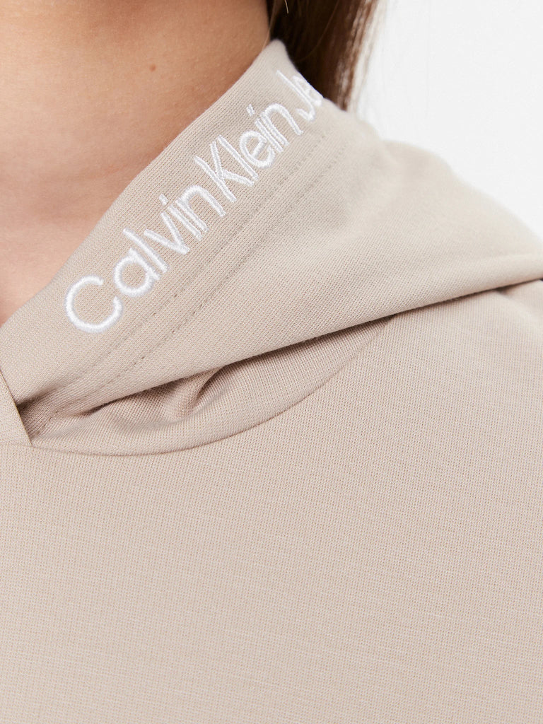 Calvin Klein bež ženska dukserica sa stojećim ovratnikom-[SKU]