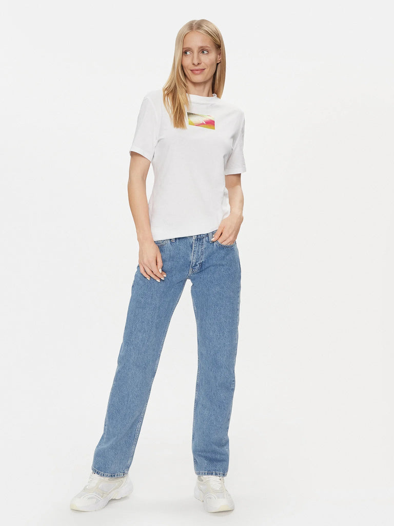 Calvin Klein bijela ženska majica s šarenim printom-[SKU]