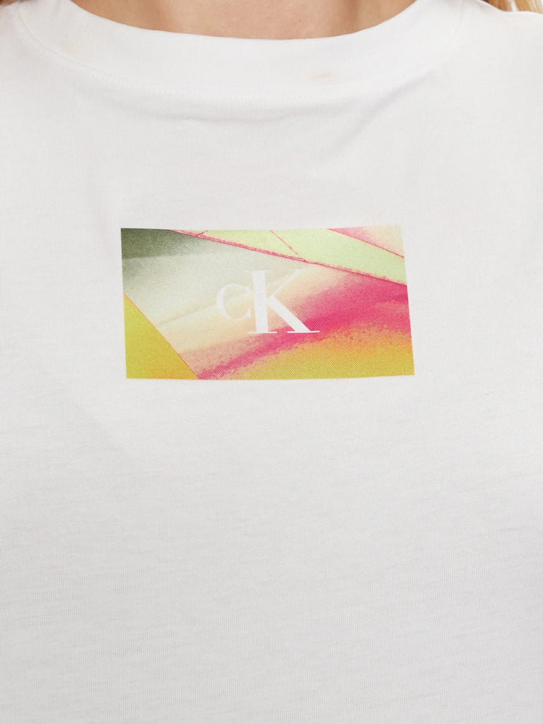 Calvin Klein bijela ženska majica s šarenim printom-[SKU]