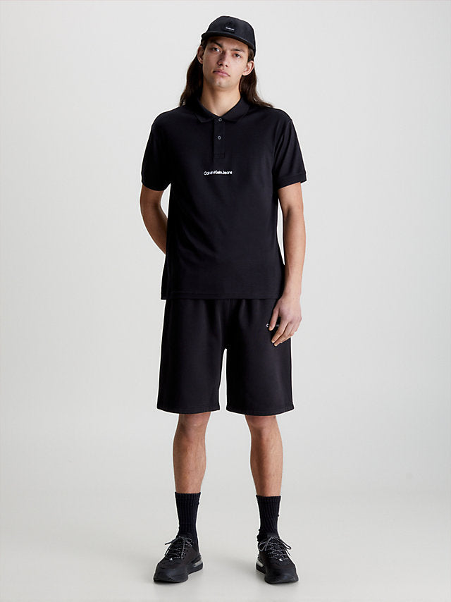 Calvin Klein crna muška majica s ovratnikom na kopčanje