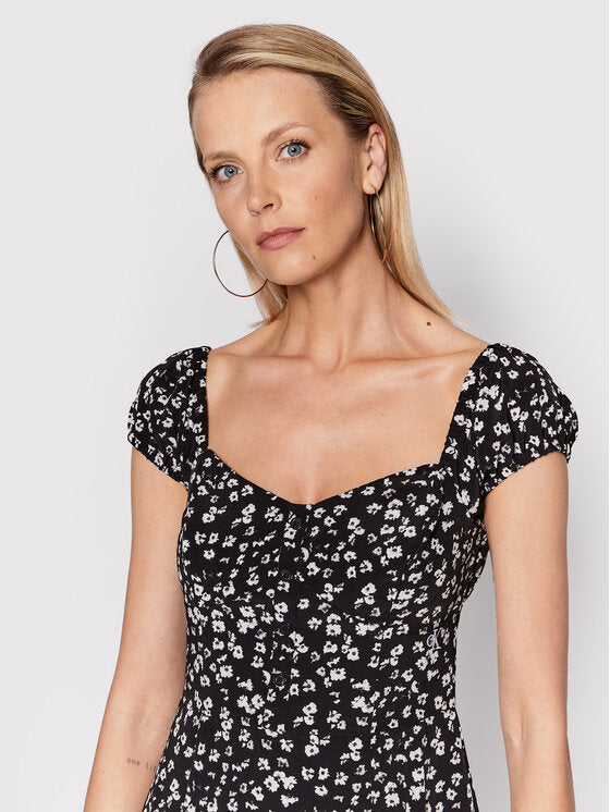 Calvin Klein crna ženska haljina s cvjetnim uzorkom