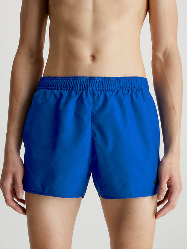 Calvin Klein plavi muški kupaći sa ton-u-ton uzorkom