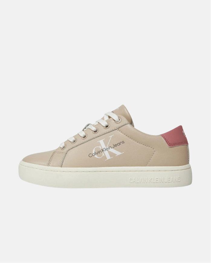 Calvin Klein bež ženske patike sa ružičastim detaljem-[SKU]
