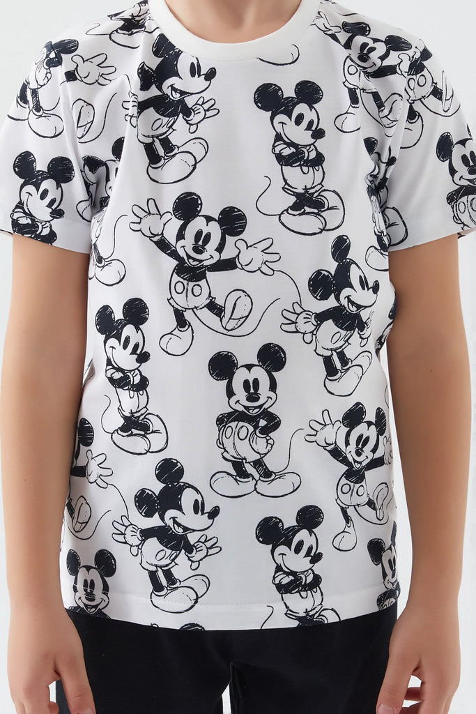 Disney bijeli komplet za dječake s uzorkom Miki Maus