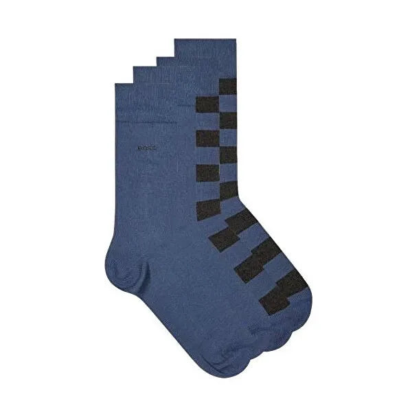 Boss plave muške čarape 2/1 s prugastim detaljima