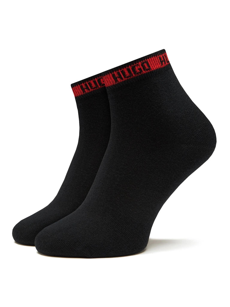 Hugo crne muške čarape 2/1 sa crvenim rubom