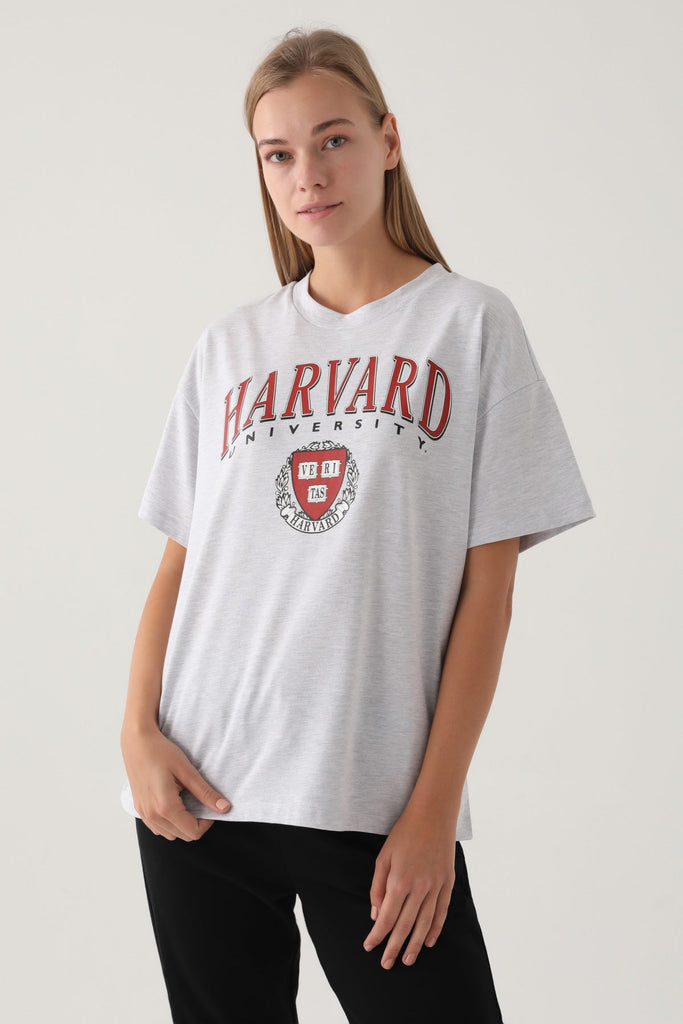 Harvard bijela ženska majica sa širokim rukavima