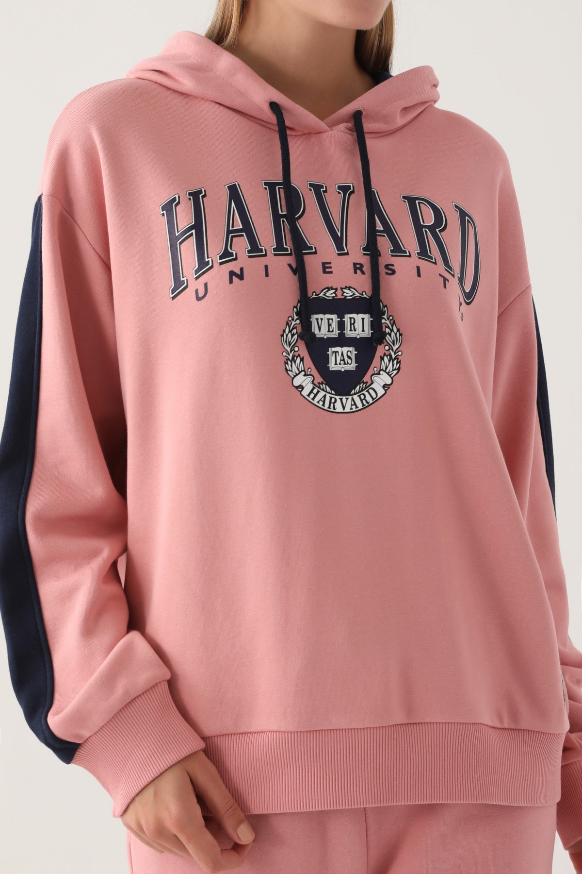 Harvard pink ženska dukserica sa kontrastnim rukavima