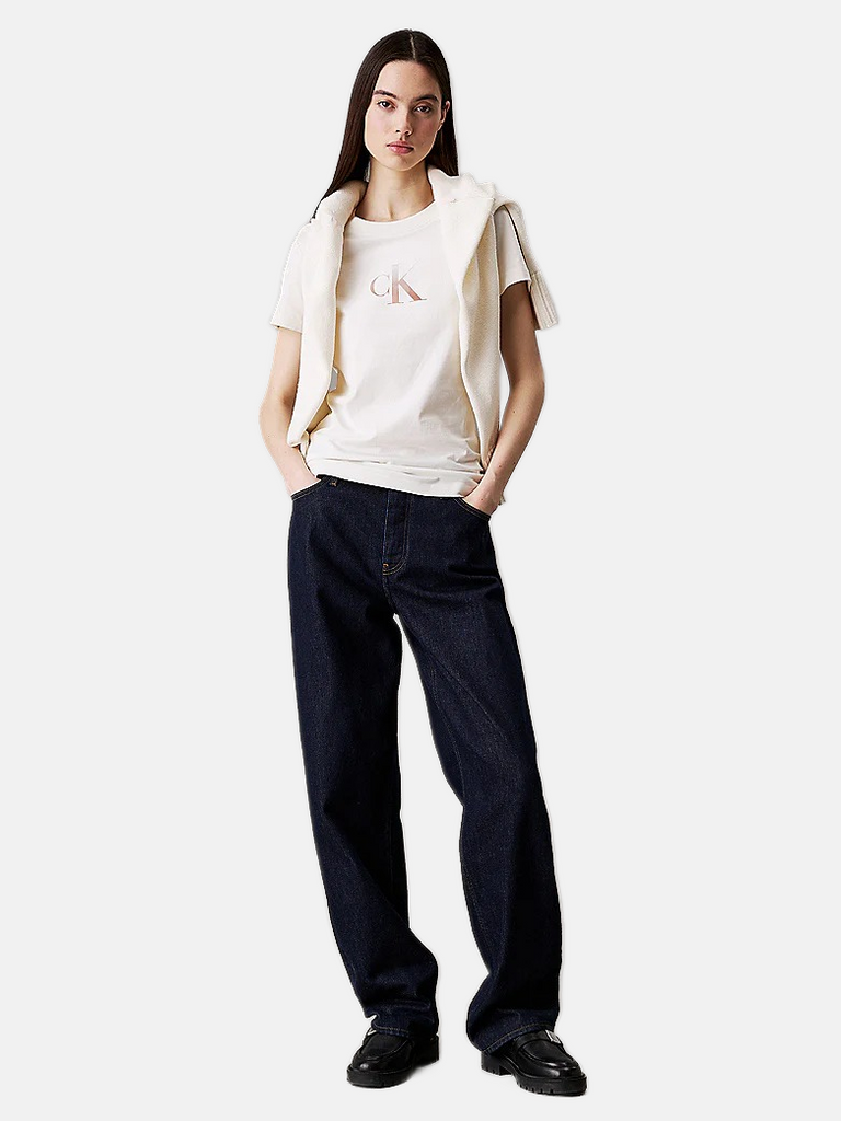 Calvin Klein bijela ženska majica s modernim detaljima-[SKU]