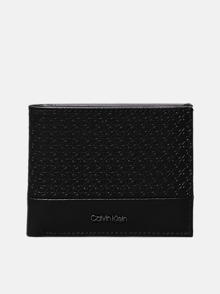 Calvin Klein crni muški novčanik sa teksturnim uzorkom-[SKU]
