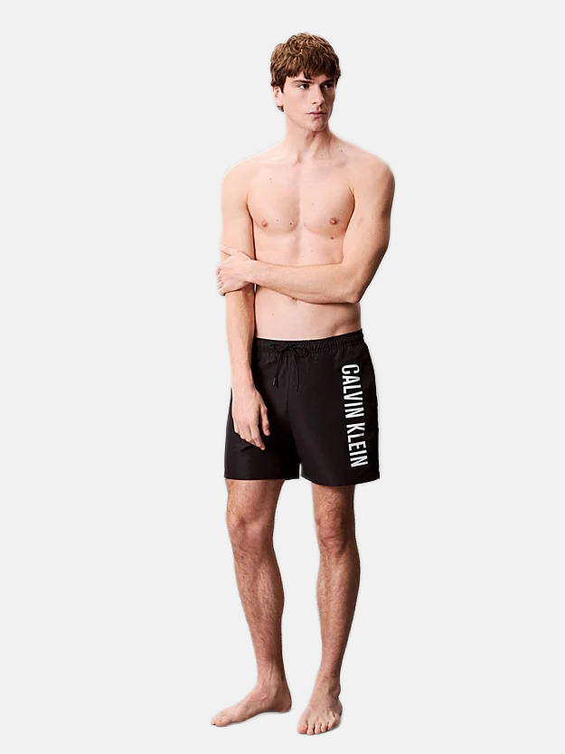 Calvin Klein crni muški kupaći šorts s bočnim detaljima-[SKU]