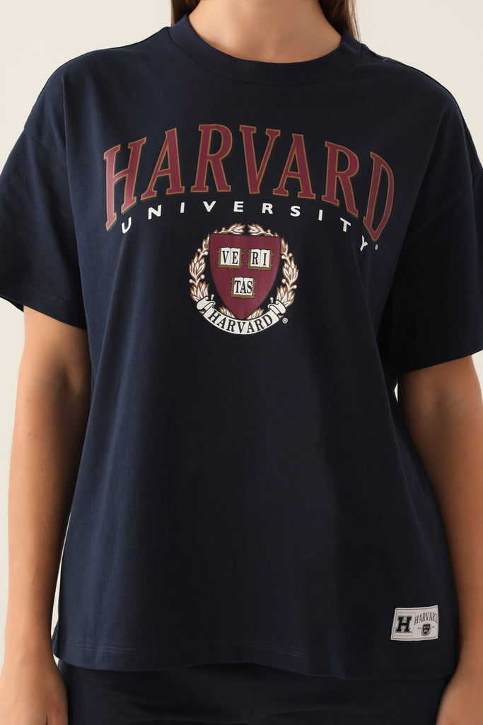 Harvard plava ženska majica s grbom na prsima-[SKU]