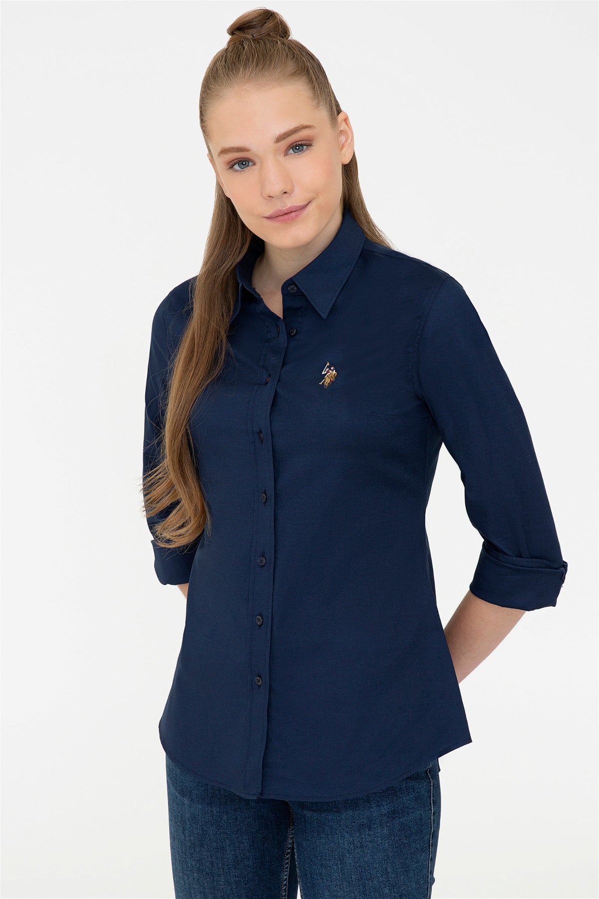 U.S. Polo Assn. teget ženska košulja s vezenim logotipom