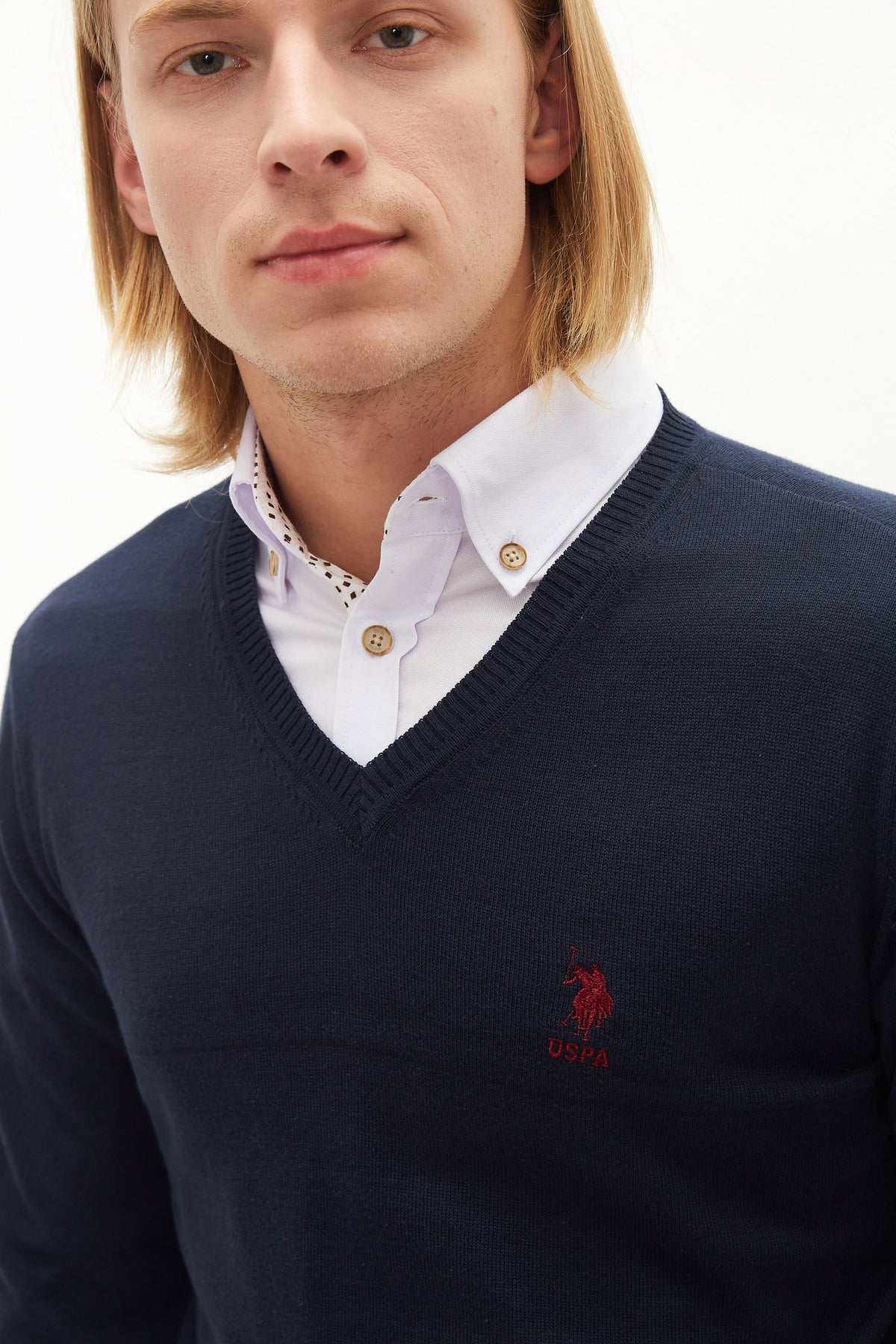 U.S. Polo Assn. teget muški džemper s V izrezom