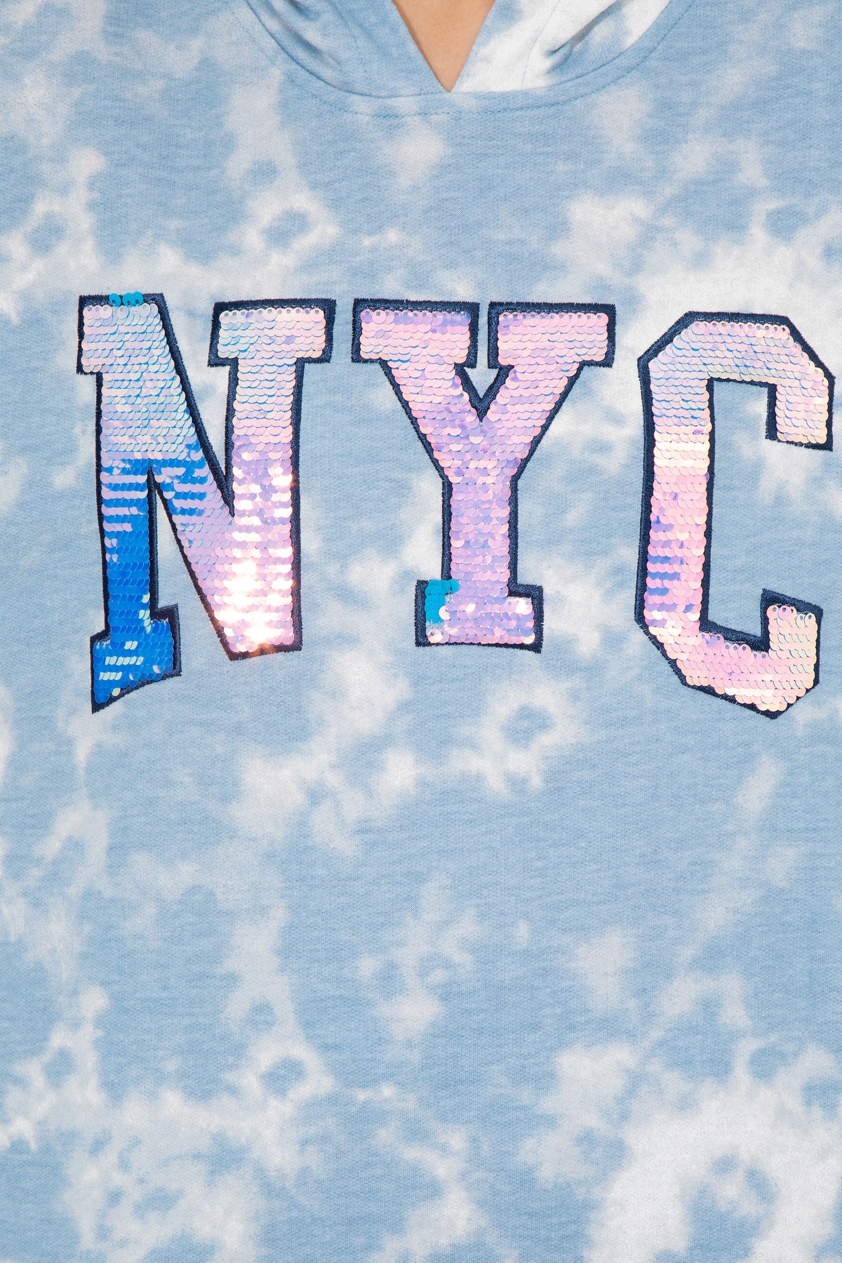 U.S. Polo Assn. svijetloplava ženska majica dugih rukava s tie-dye uzorkom i NYC printom