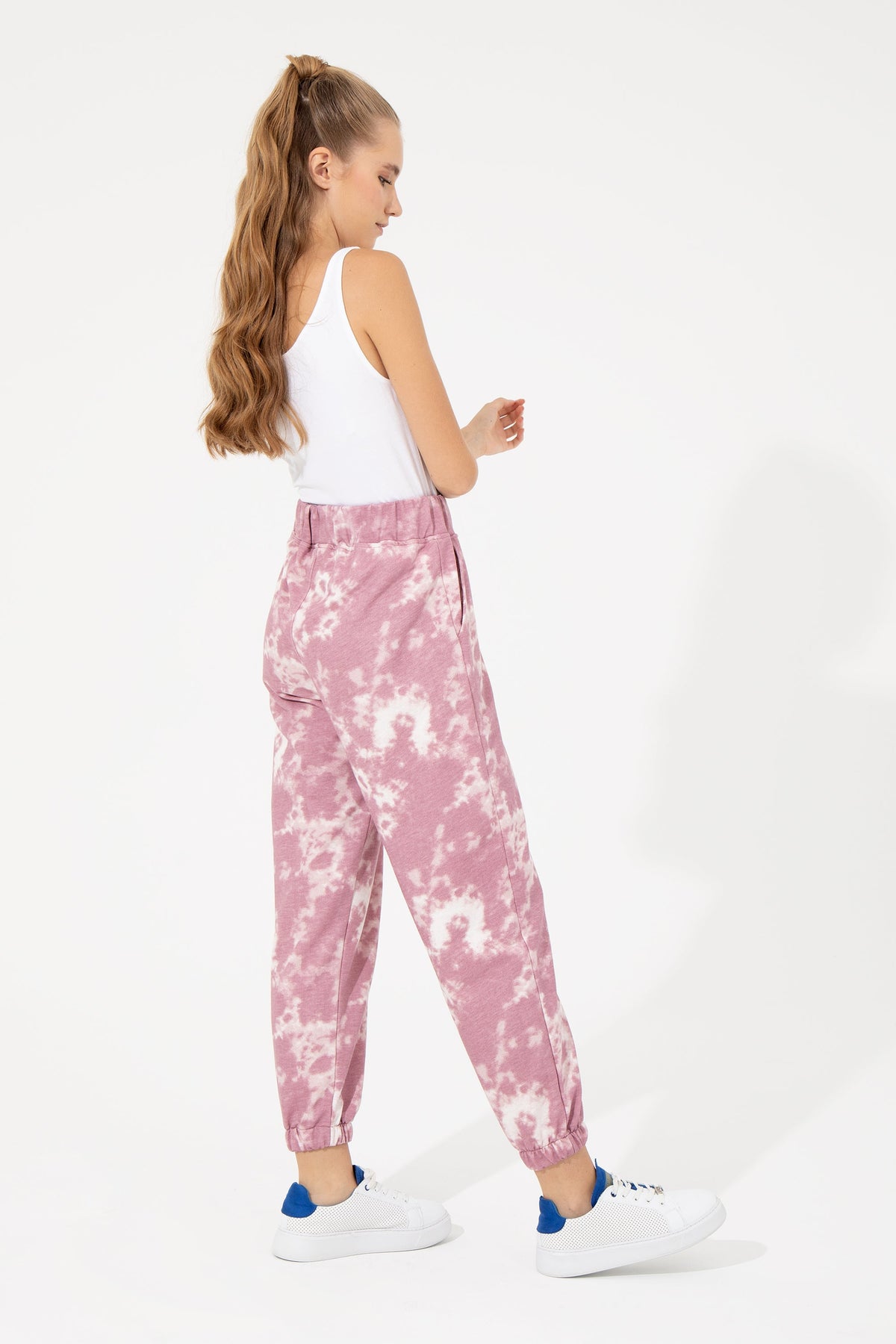 U.S. Polo Assn. roza ženske pantalone s cvjetnim uzorkom