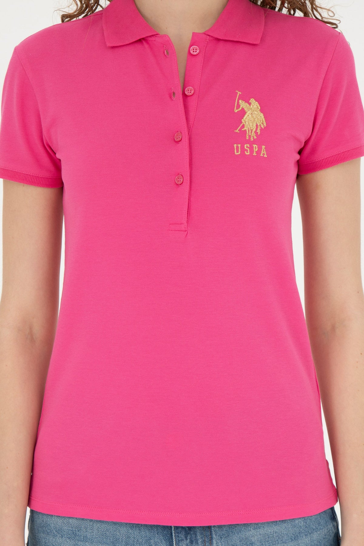 U.S. Polo Assn. fuksija ženska polo majica sa zlatnim logom