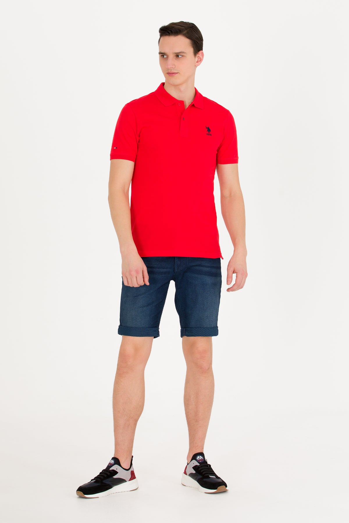 U.S. Polo Assn. crvena muška polo majica uskog kroja