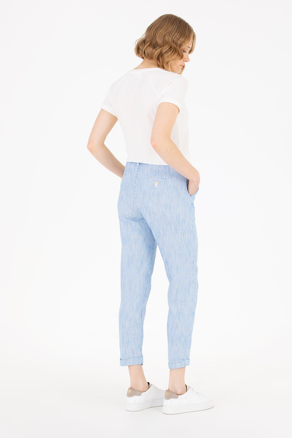 U.S. Polo Assn. plave ženske prugaste pantalone
