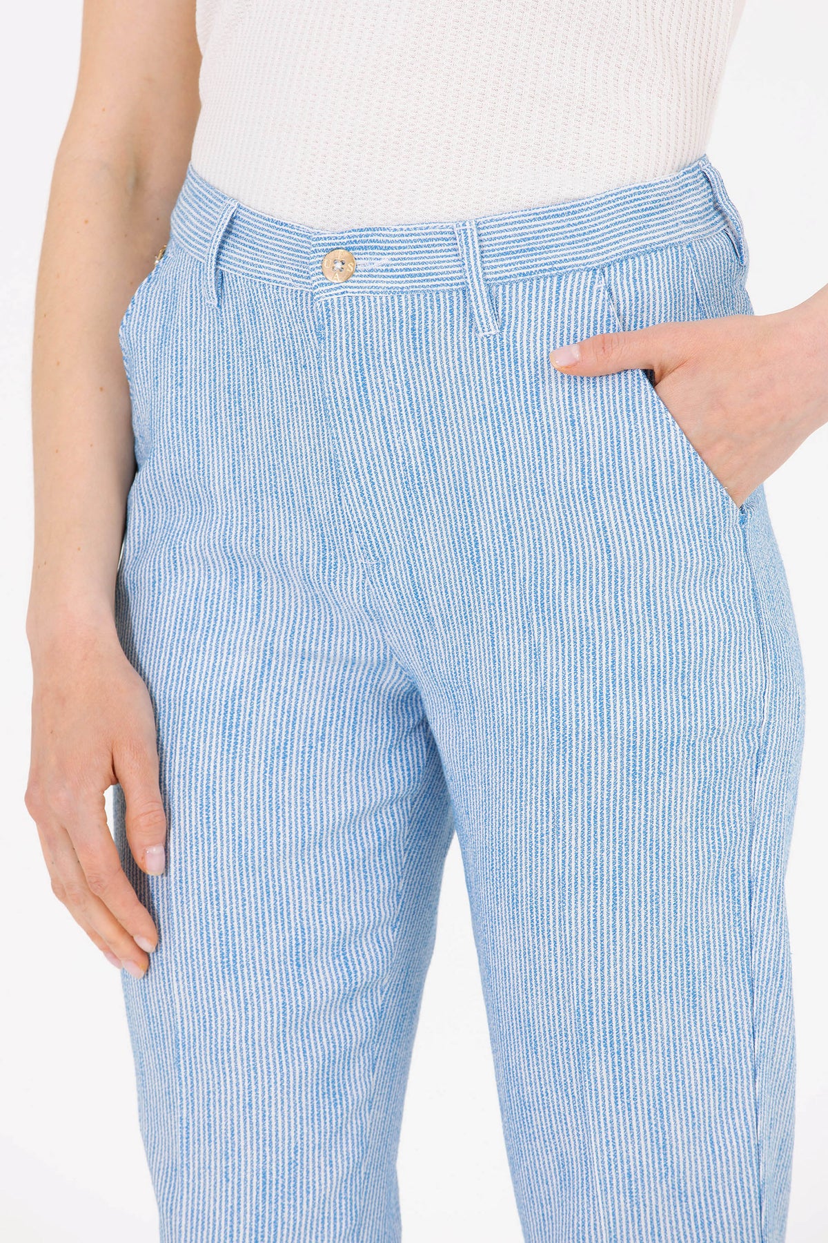 U.S. Polo Assn. plave ženske prugaste pantalone