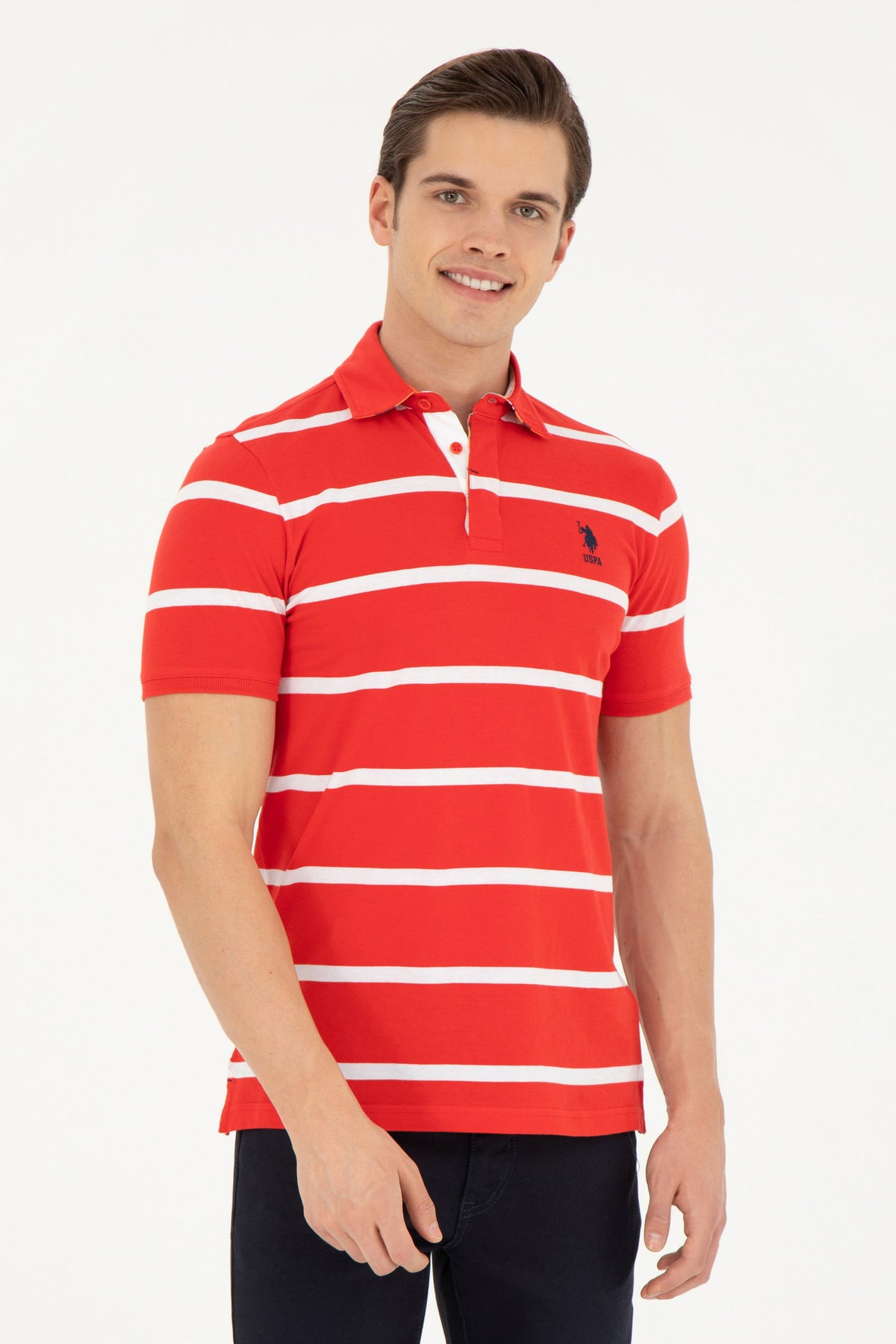 U.S. Polo Assn. crvena muška polo majica na bijele pruge