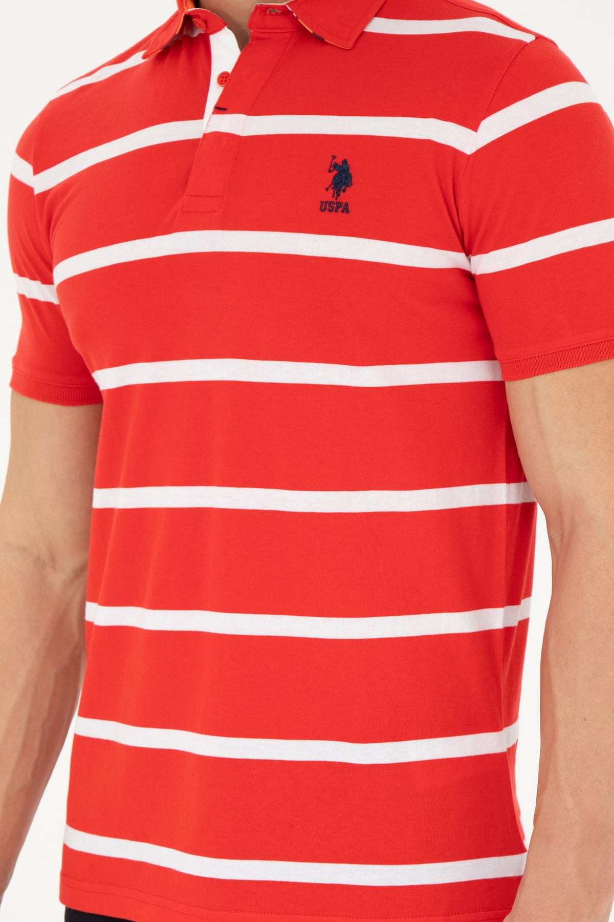 U.S. Polo Assn. crvena muška polo majica na bijele pruge